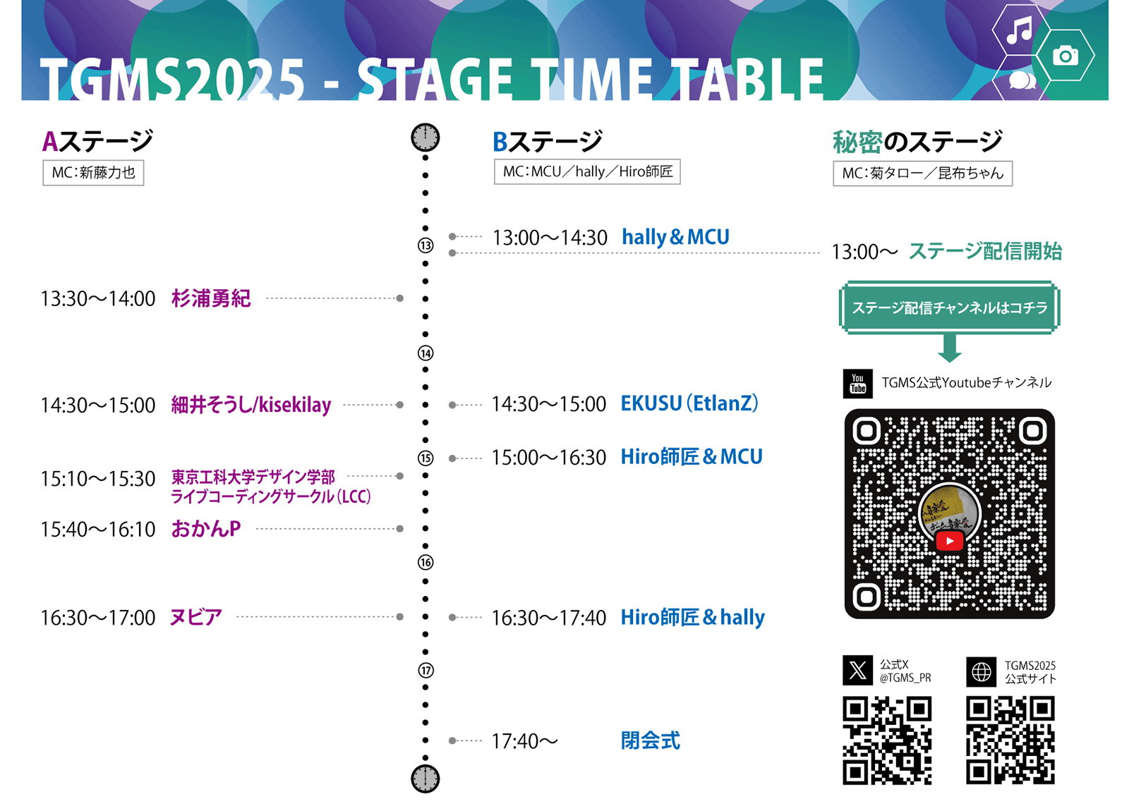 TGMS2025 - STAGE TIME TABLE